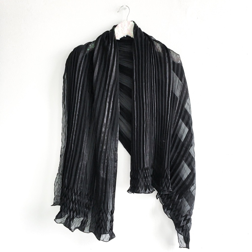 Black cinched sheer shawl